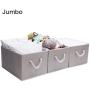 JS HOME Foldable Basket Organizer Bin, Polyester Storage Boxes with Strong Cotton Rope Handle, Grey, Jumbo, 3-Pack