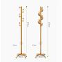 JPYMJ Standing Coat Rack Tree Stylish Wooden Hat Coat Rail Stand Rack Clothes Jacket Umbrella Storage Hanger Organiser 175CM(Wood Color) (Color : B)