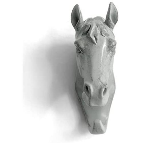 HERNGEE Horse Head Single Wall Hook / Hanger Animal Shaped Coat Hat Hook Heavy Duty, Rustic, Decorative Gift , Grey