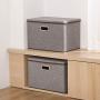 Large Storage Boxes with Lid [3-Pack] Linen Fabric Decorative Storage Boxes Bin Organizer Containers Collapsible Basket Cube with Handles Divider for Bedroom Closet Office Living Room (17.7x11.8x11.8)