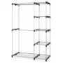 Silver Portable Closet Organizer Storage Clothes Hanger Garment Shelf Rail Rack