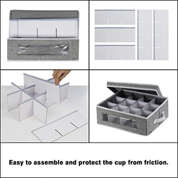 Grey Quilted Cup/Mug & China Storage Case