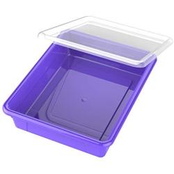 Storex Flat Storage Tray with Lid, Letter Size, 10 x 13 x 3 Inches, Violet, 5-Pack (62540U05C)