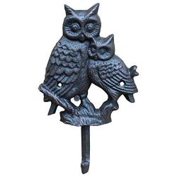 Sungmor Cast Iron Coat Hook Hanger - Cool Solid Owl with Single Hook - Rustic Style Wrought Iron Decorative Wall Hook Rack for Keys Clothes Hats Towels