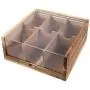 Acacia Wood Tea Bag Organizer Storage, 6 Compartments Tea Chest Boxes with Acrylic Transparent Hinged Lid By HTB