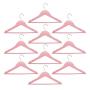 Harbour Housewares Wooden Children Clothes Kids Coat Hangers with Trouser Bar & Notches - Pastel Pink - Pack of 10