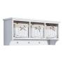 Wall Mount Coat Rack 3 Hooks 3 Removable Wicker Baskets Storage Cubbies Shelf Clothes Bags Hats Hanger White Hallway Decor Entryway Organization