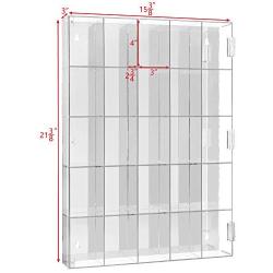 Ikee Design Acrylic Display Mirrored Back Rack Organizer Storage Boxes Dustproof for Figure Display Any Toys and Mini Figures, Rock Stone with 25 Compartments, 15 3/4" W x 3 1/4" D x 21 1/2"