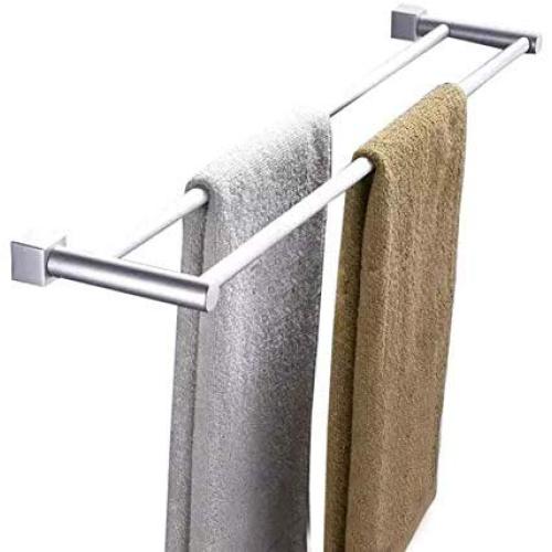 Valensha 60cm Towel Rack, Hand Towel Ring Towel Bar Holder Bathroom Double Towel Rack 2 Bar Space Aluminum Kitchen Towel Bar Bath Towels Hanger Hook, Wall Hanging Cloth Holder