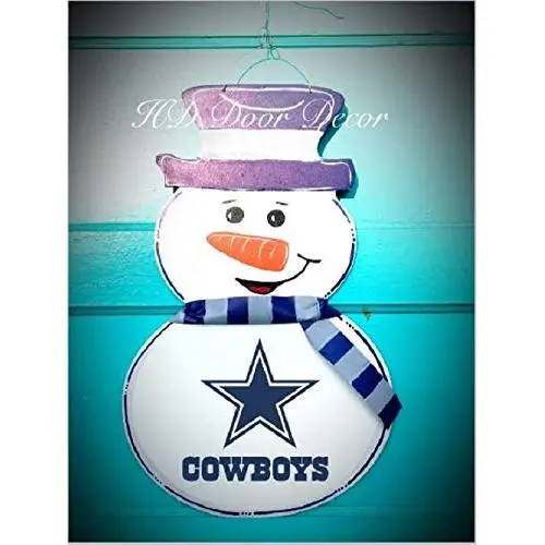 Dallas Cowboys Snowman door hanger Cowboys football wreath Dallas Cowboys Snowman door hanger Cowboys football wreath
