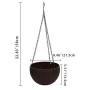 Hanging Flower Pot Balcony Brown Plastic Rattan Design Hanging Bowl Hanging Hanging Pile Bag 2 Planting Basketball-Shaped Hanging Basket Modern Decorative Hanger