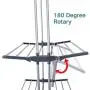 MIZGI 3 Tier Rolling Clothes Drying Rack Clothes Garment Rack Laundry Rack with Foldable Wings Shape Indoor/Outdoor Standing Rack Stainless Steel Hanging Rods - Gray & Electroplate (Gray)