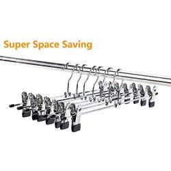 Layalacio 20 PCS IEOKE Pant Hangers Skirt Trousers Hangers with Clips Heavy Duty Ultra Thin Space Saving Metal Hangers for All Kinds of Clothes Pants