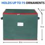 ProPik Holiday Ornament Storage Boxes Organizer Chest, Holds Up to 75 Ornaments Balls Divided On 3 Trays with Dividers to Organize Durable 600D Oxford Material (Green)