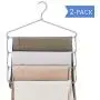 Pants Hangers Foldable Non-Slip Polyester Covering Swing Arm Space Saving Clothes Slack Hangers Closet Storage Organizer for Pants Jeans Trousers Skirts Scarf Ties Towels 2 Pack
