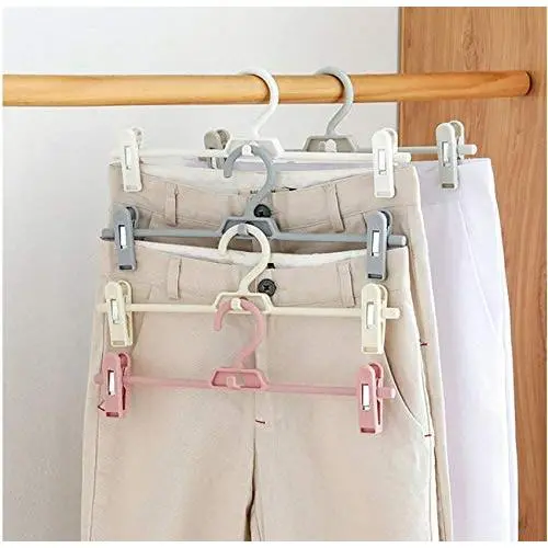 10pcs Random Color Multifunction Plastic Non-Slip Clothes Hanger Skirt Kid Clothes Stand Colorful Clothes Hanger for Baby Child