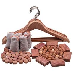 Wahdawn Strong Aromatic Cedar Hangers Blocks for Clothes Storage Natural Useful Cedar Balls Chips Sachets for Drawers Fresh Scent Closets Deodorizer and Moths Away Valuable 124 Items