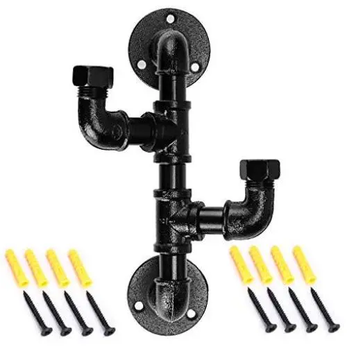 Sumnacon Heavy Duty Industrial Pipe Coat Hook Rack - Rustic Metal Clothes Holder Hanger with Hardware, Wall Mounted Iron Bath Grab Bar for Home, Office, Electroplated Black Finish Sumnacon Heavy Duty Industrial Pipe Coat Hook Rack - Rustic Metal Clothes Holder Hanger with Hardware, Wall Mounted Iron Bath Grab Bar for Home, Office, Electroplated Black Finish