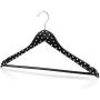 HANGERWORLD 20 Black Polka Dot 17.7inch Wooden Notched Coat Clothes Garment Pants Bar Hangers