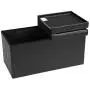 SONGMICS 30 Inches Folding Storage Ottoman Bench with Flipping Lid, Storage Chest Footstool, Faux Leather, Black ULSF45BK