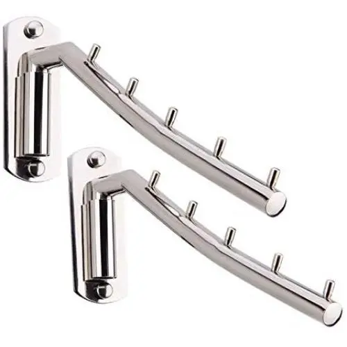 Adromy Folding Wall Mounted Clothes Hanger, Stainless Steel Clothes Holder Swing Arm Closet Drying Rack Clothing Hanging System Heavy Duty Closet Storage Organizer 2 Pack