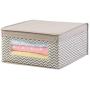 mDesign Soft Stackable Fabric Closet Storage Organizer Holder Boxes - Clear Window, Attached Lid, for Child/Kids Room, Nursery - Chevron Zig-Zag Print - Small, 4 Pack - Taupe/Natural