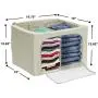 Sorbus Storage Bins with Divided Interior, Foldable Stackable Container Organizer Set with Large Window & Carry Handles, Bedroom Closet Organization for Bedding, Linen, Clothes (Two Section - Beige)