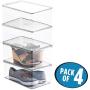 mDesign Stackable Closet Plastic Storage Bin Boxes with Lid - Container for Organizing Mens and Womens Shoes, Booties, Pumps, Sandals, Wedges, Flats, Heels and Accessories - 5" High, 4 Pack - Clear mDesign Stackable Closet Plastic Storage Bin Boxes with Lid - Container for Organizing Mens and Womens Shoes, Booties, Pumps, Sandals, Wedges, Flats, Heels and Accessories - 5" High, 4 Pack - Clear