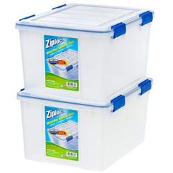 IRIS USA, Inc. WSB-SD Ziploc WeatherShield Storage Box, 44 Quart, Clear, 2 Pack