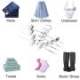 YCLOVE Pant Hangers with Clips Clothes Trousers Jean Skirt Slacks Hangers Boot Clips 360° Swivel Adujstable Clips Non-Slip Stainless Iron Anti-Rust (12 Pack White Pant Hangers)