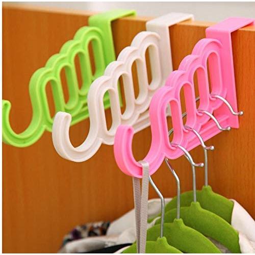 10pcs Random Color Multi-Function Home Accessories Foldable Clothes Hanger Drying Rack 5 Hole Suit Bathroom Door Plastic Organizer