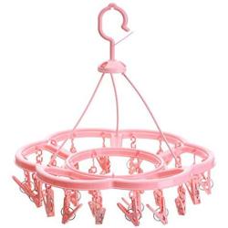 George Jimmy Plastic Clothespins Clothesline Drying Hanger Rack with 24 Clips,37.5CM,Pink