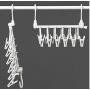 2pcs Telescopic Cloth Hangers Folding Drying Clothes Trousers Pants Hanger with Clips Wardrobe Hooks Home Storage