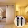 CCJH 6.6FT New Shape Hanger Heavy Duty Sturdy Sliding Barn Door Hardware Kit for Single Wood Door (Pre-drilled Hole‘s Spacer is 16 inch)