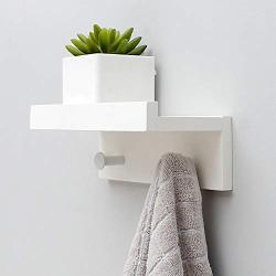 Wall Mounted Shelf Coat Hooks - Entryway Shelf with Hooks,2 Hooks 9 inches,Hanging Book Shelves with Hat Racks Wall Storage Shelf with Hooks Hanging Shelf with Holder for Bedroom, Kitchen, Bathroom