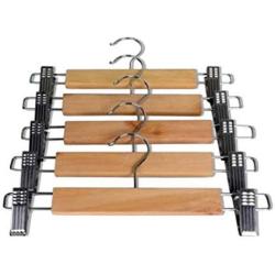 Portable 10Pc Multifunction Skirt Clip Solid Wood Clothes Hanger Pants Folder Anti-Skid Trousers Rack