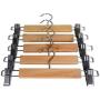 Portable 10Pc Multifunction Skirt Clip Solid Wood Clothes Hanger Pants Folder Anti-Skid Trousers Rack