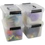 Begale 5 Quart Plastic Small Storage Container, Clear Latch Boxes with Latches, 4-Pack