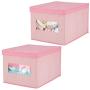 mDesign Decorative Soft Stackable Fabric Closet Storage Organizer Holder Boxes - Clear Window, Attached Lid, for Child/Kids Room, Nursery - Large, Collapsible Foldable - Herringbone Print, 2 Pack - Pink mDesign Decorative Soft Stackable Fabric Closet Storage Organizer Holder Boxes - Clear Window, Attached Lid, for Child/Kids Room, Nursery - Large, Collapsible Foldable - Herringbone Print, 2 Pack - Pink