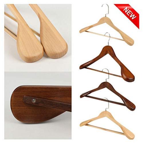 Aviat High-Grade Wooden Suit Hangers, Solid Wood Coat Hangers Non Slip Pants Bar - Smooth Finish Standard Coat Hanger Precisely Cut Notches for Jacket, Pant,Suit,Shirts,Skirts Clothes Hangers (F)