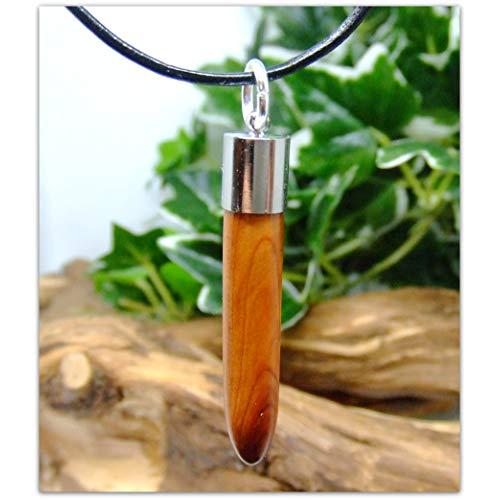 Bullet design Pendant Necklace Handcrafted in English Yew wood with Platinum plated hanger Bullet design Pendant Necklace Handcrafted in English Yew wood with Platinum plated hanger