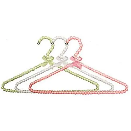 5Pcs Random Color Colorful Fancy Pearl Bow-Knot Clothes Hanger, Non Slip Plastic Wedding Dress Shirts Suits Hanger for Lady Girl
