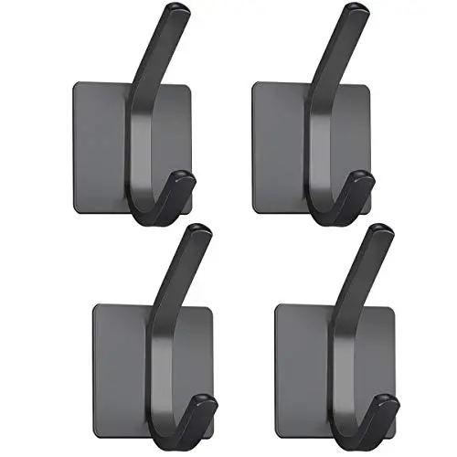 XIGOO Black Adhesive Door Hooks, Office Hanger Hanging Key Towel Coat Hooks Stick on Wall Perfect for Bathroom Kitchen,Stainless Steel 4 Packs XIGOO Black Adhesive Door Hooks, Office Hanger Hanging Key Towel Coat Hooks Stick on Wall Perfect for Bathroom Kitchen,Stainless Steel 4 Packs