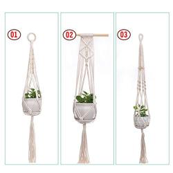 Flosky 3pcs/Set Macrame Plant Hanger Cotton Rope Hanging Basket Flower Pots Net Decor