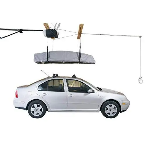 HARKEN Cargo Boxes Garage Storage Ceiling Hoist | 4 Point System | 4:1 Mechanical Advantage | Easy Lift, Single-Person Operation, Rooftop, Hanger, Pulley, Carrier