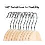 TOPIA HANGER Unfinished/Natural Kids Children Baby Wood Wooden Clothes Dress Shirt Hangers with No Painting - 360°Stronger Flexible Hook- Extra Smoothly Cut Notches, 10 Pack CT09N