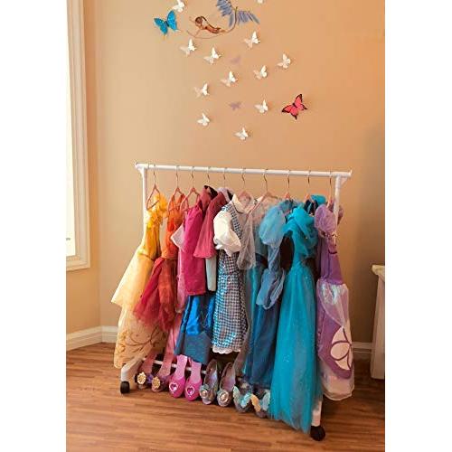 Boottique Child Garment Rack- Kids Closet Organizer- with 10 Childrens Velvet Hangers (Rack with 10 Pink Velvet Hangers)