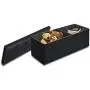 Otto & Ben Folding Toy Boxes Chest with Memory Foam Seat Tufted Faux Leather Trunk Bedroom Ottomans Bench End Table, 45 Inch, Button Black