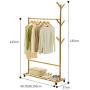 A- Coat Rack Hanger Wooden Stand 6 Hooks Clothes with Wheels Tree Hat Coat Rail Stand Shoe Rack Clothes Jacket Storage Hanger Organiser (Size : 7037180CM)