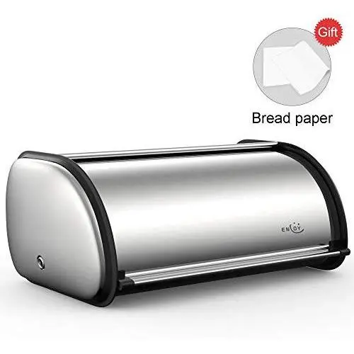 Bread Boxes for Kitchen Counter, Stainless Steel Roll Top Bread Bin, Sliver Bread Storage Holder with Lid, Large Capacity Bread Keeper, 17 x 11 x 7 Inches Bread Boxes for Kitchen Counter, Stainless Steel Roll Top Bread Bin, Sliver Bread Storage Holder with Lid, Large Capacity Bread Keeper, 17 x 11 x 7 Inches